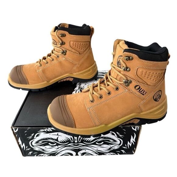 OUXX Men\'s 10 Wide Steel Toe Work Boots Tan Leather ASTM F2413-18 NEW main image 13
